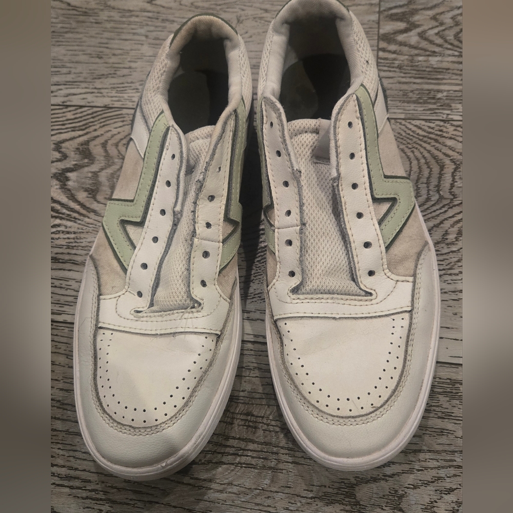 Men's White and Green Sneakers Vans